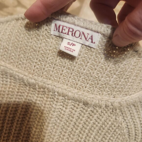 Merona Women’s Small Oversize Knit Tunic Sweater Hi Low Hem Neutral Cozy Layer - Picture 5 of 7